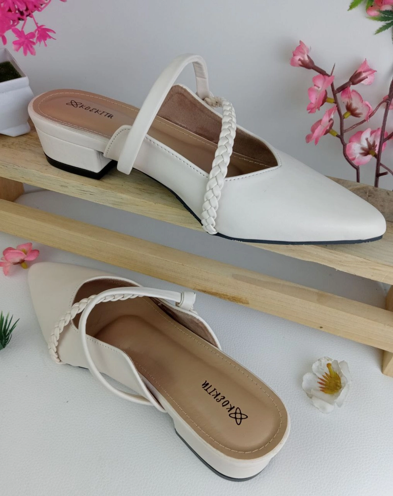 Product image Koekita - Sandal Selop Hels Kepang Wanita 3 cm Evelyn-01 Cream 40 Cream