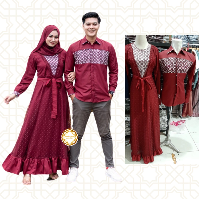 Product image New Variasi - Couple Gamis Ayuma BEST SELLER - Bisa Beli Pisah Kemeja Saja Size M Merah