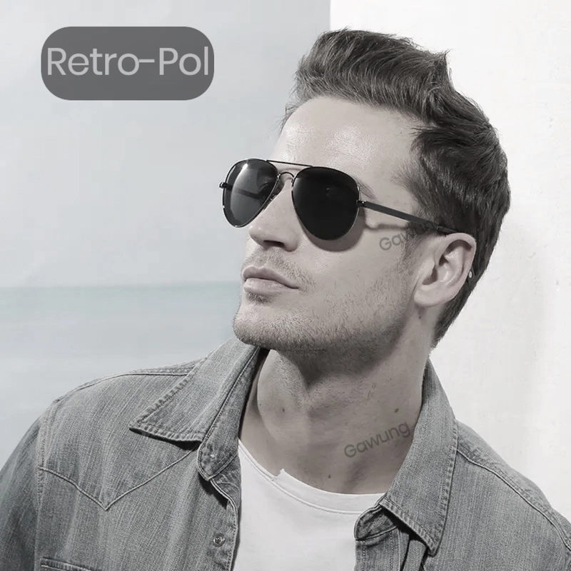 Product image GAWUNG - Kacamata Pria Retro Hitam Sunglasses Model Polisi Aksesoris Pantai - KKPRO dewasa Retro-Pol