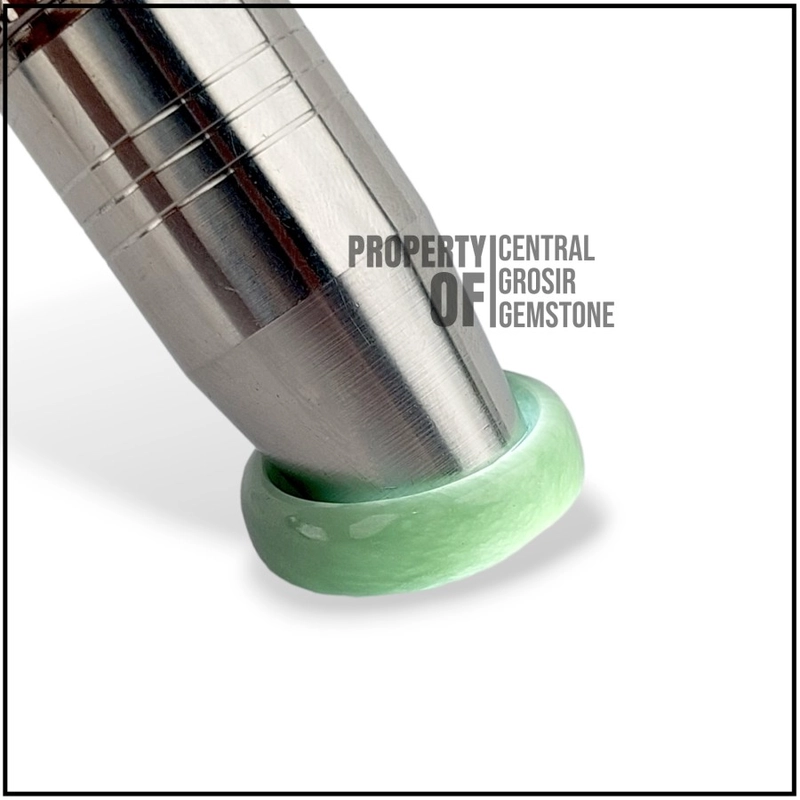 Product image CENTRAL GROSIR GEMSTONE - Cincin Giok Asli Pria Wanita Batu Natural Jadeite Jade Typa A 6 Green