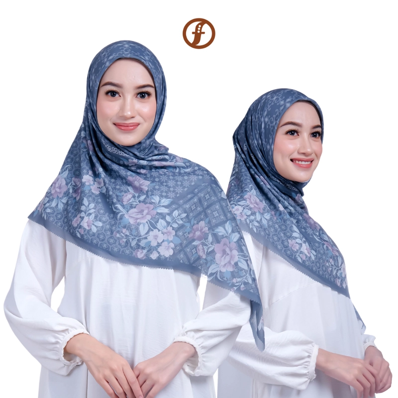 Product image Forall Hijab - ALICE Jilbab Kerudung Motif Digital Printing Segi Empat Voal Lasercut Logo Plat Gold All Size JEANS