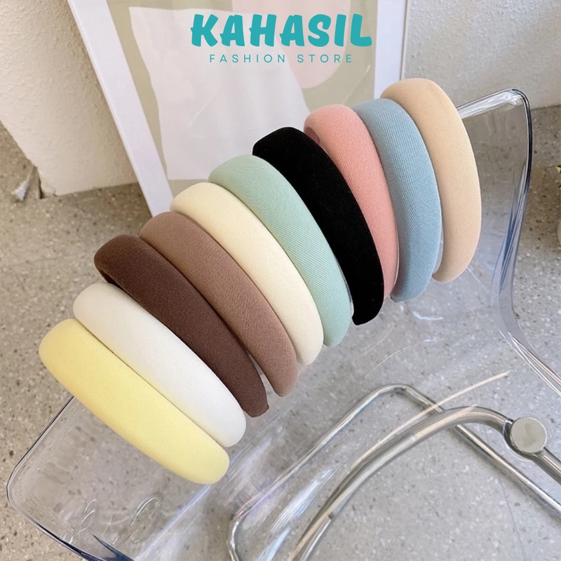 Product image KAHASIL - Bando Bandana Headband Aksesoris Rambut Kain Busa Tebal Polos Empuk KMJ240 all variant OFF WHITE