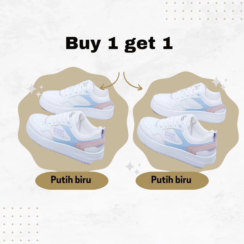 Product image LUXIA - Buy1 Get 1 Sepatu Kets Sneaker Wanita Daily Fashion Beyond Space BYS-01-Putih Biru 36 Putih Biru