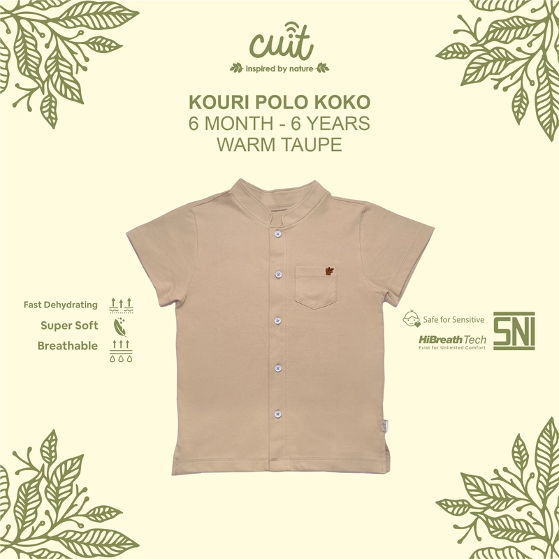 Product image Kintakun Baby - KINTAKUN BABY X CUIT Kouri Kemeja Koko Katun Anak Tangan Pendek XL (2-3 Tahun) Warm Taupe