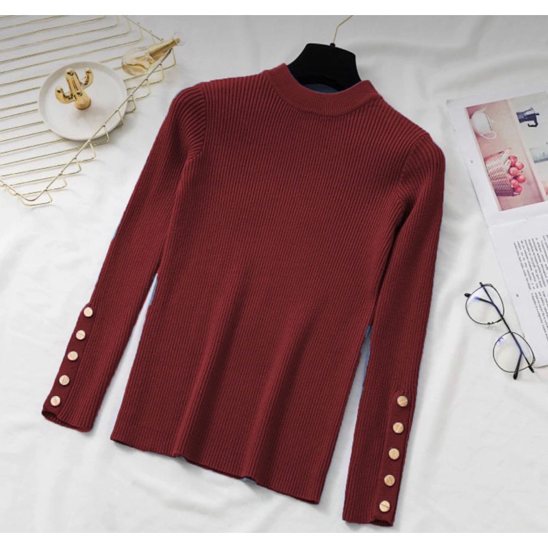 Product image HZ Kreasi - Manset Blouse Korea Maroon 24 pcs all size All Size Maroon