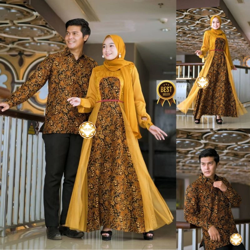 Product image Gamis Batik Tiara Couple Gamis Kondangan Dress Brukat Muslim - Tiga Varian Warna Kemeja Saja Size M Mustard