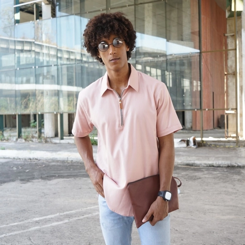 Product image FADSAN - Baju Bergaya Casual Polos Ayah dan Anak Warna Dusty Pink - Khan Series SIZE ANAK XS KHAN DUSTY PINK