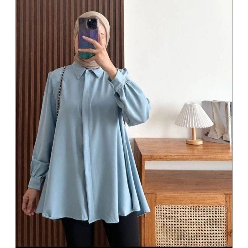Product image MEQA DAILY - Kinka Shakilla Blouse Polos Fit To L XL XXL L Biru Muda