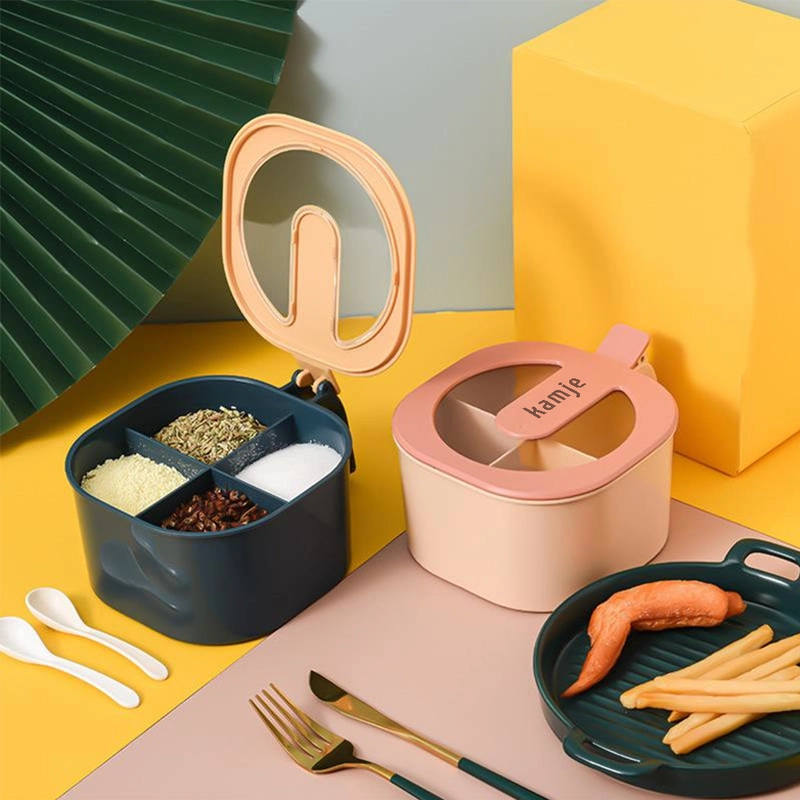 Product image KAMJE Toples Wadah Tempat Bumbu Dapur Aesthetic 4 Sekat Free Sendok KMJ017 KMJ017 NAVY