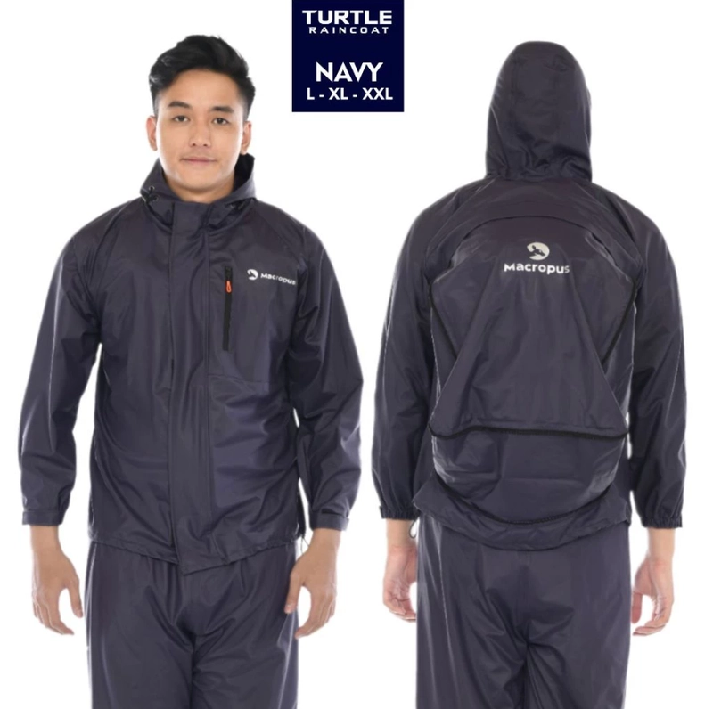 Product image Raincoat - MACROPUS Turtle Raincoat Bacpack Bag Space Premium Original Jas Hujan Setelan Pria Wanita XL Navy