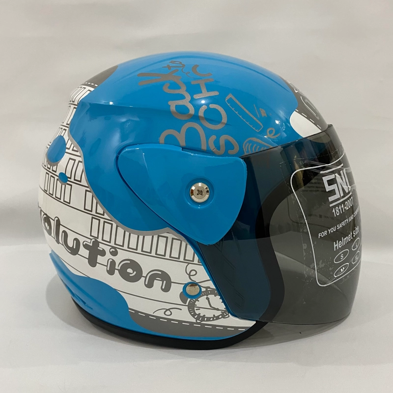 Product image CRX Helmet - Helm Nuvo Revolution Note Biru Glossy - Helem SNI - Helm Dewasa L Note Biru Glossy