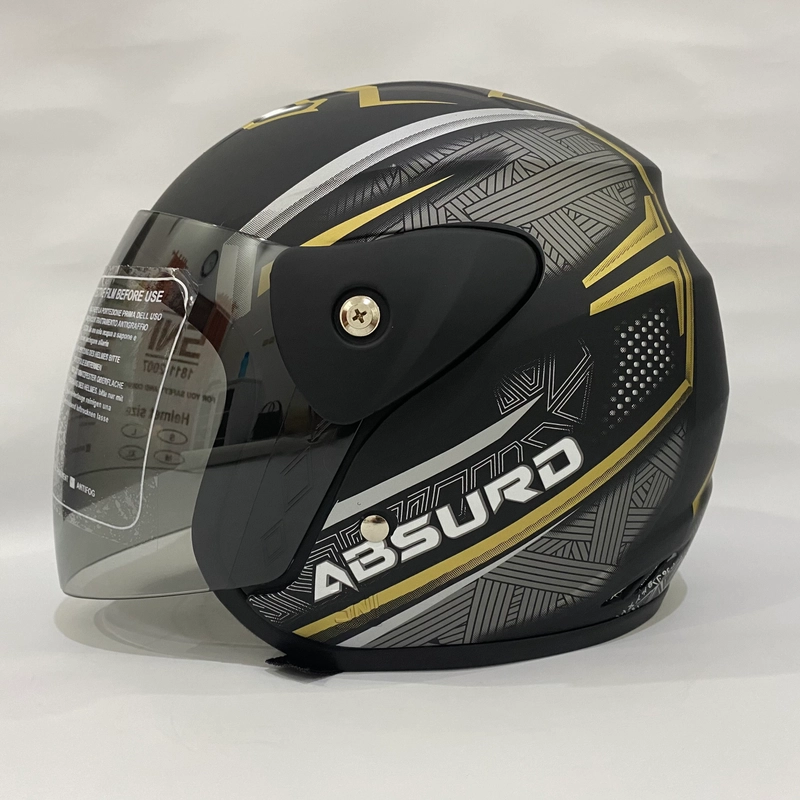 Product image CRX Helmet - Helm Nuvo Black Gold Doff - Helm SNI - Helm Dewasa L Nuvo Black Gold Doff