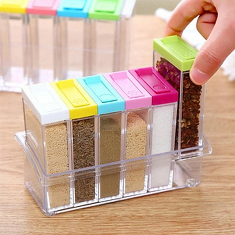 Product image Promo - Tempat Bumbu Dapur Kotak 6 In 1 Seasoning Set Multicolour 6in1 A172 PUTIH
