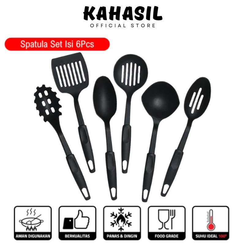 Product image KAHASIL - 6IN1 Spatula Set Sodet Sutil Peralatan Alat Masak Utensil Kitchen Tools KMJ010 HITAM