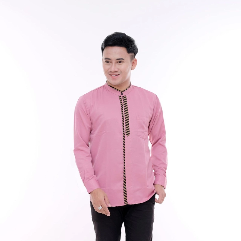 Product image Kois Batik - Baju koko pria dewasa terbaru simpel nyaman dipakai motif akbi M Akbi dusty pink