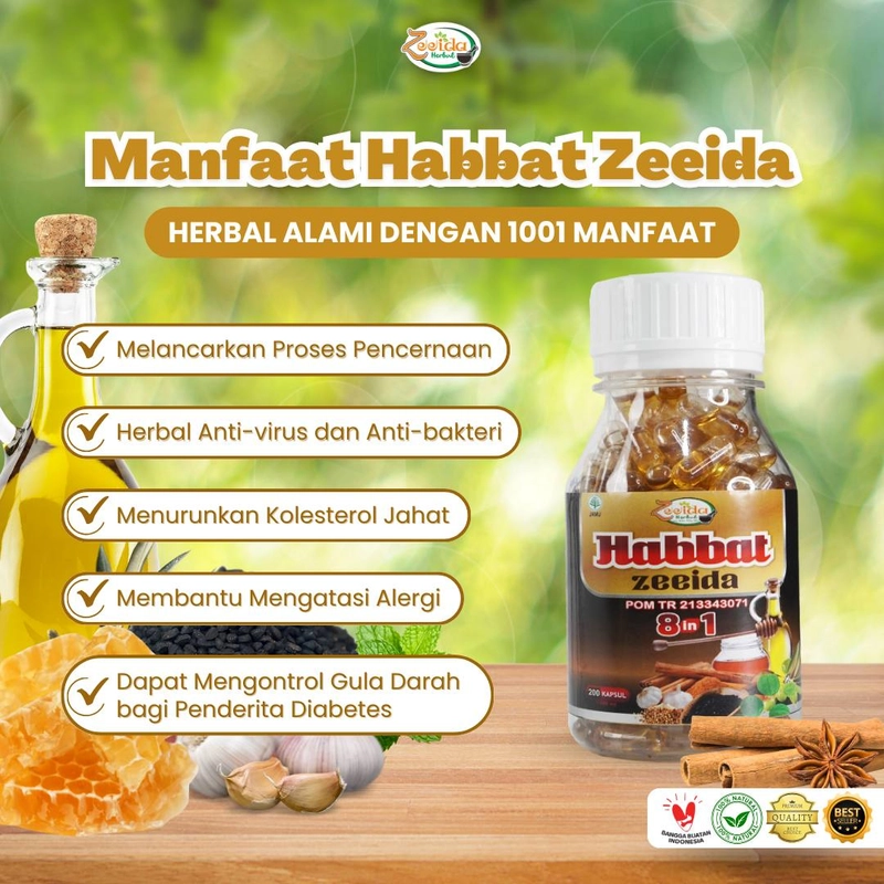 Product image Zeeida Herbal - Habbatussauda Oil Kapsul Murni Premium Original Jinten Hitam Obat Herbal Tradisional 100 Kapsul