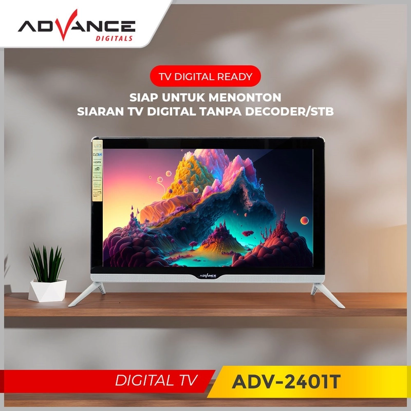Product image Advance Digitals Indonesia - Advance Digital LED HD TV TVD ADV 2401 T / ADV-2401T / 2401T USB Movie 24 inch HDMI VGA 24 inch Default