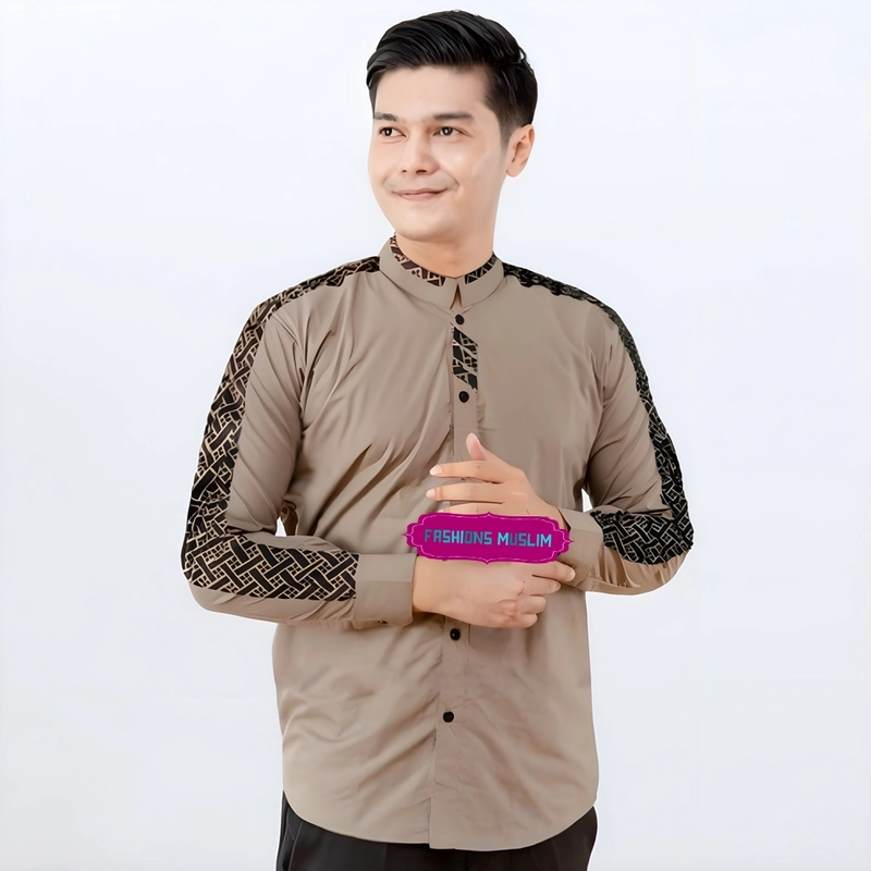 Product image Kois Batik - Baju Muslim Pria Dewasa Koko kombinasi Batik lengan panjang M Coksu