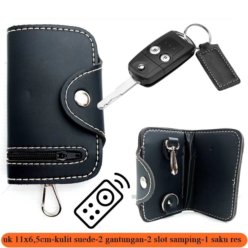 Product image Lanc Fashion - Dompet Kunci Kulit Pure Flip Resleting Suede Lipat New WARNA HITAM