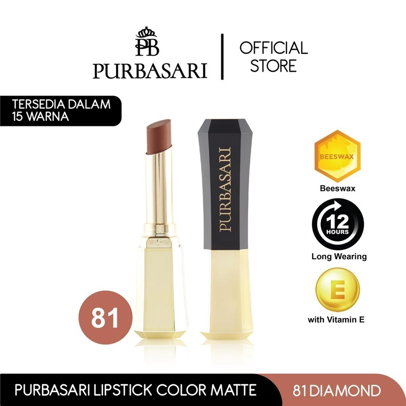 Product image Purbasari - [KOMBO HEMAT] Purbasari Lipstick Color Matte + Lip serum Lipstick tahan 12jam Bundle Lip Serum + 81 Diamo
