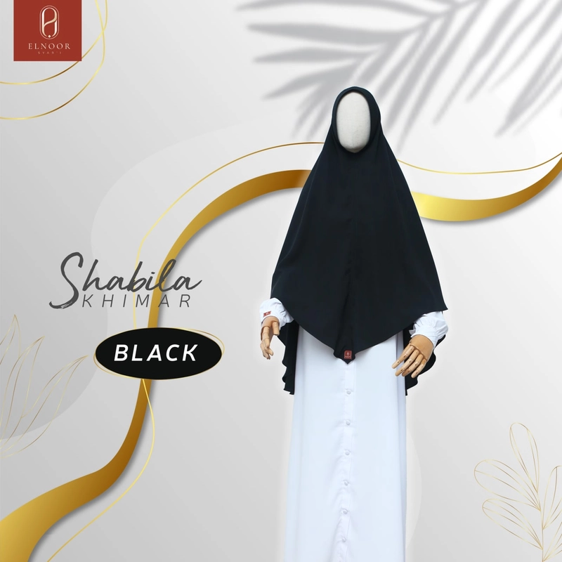 Product image ELNOOR SYAR'I - SHABILA KHIMAR SOFT PAD V-SHAPED ALL SIZE BLACK