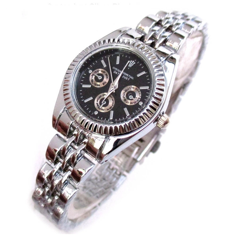 Product image Lanc Fashion - Jam Tangan Fashion Female Oyterjust Clasp Mini Rantai Aksen Crone WARNA SILVER BLACK