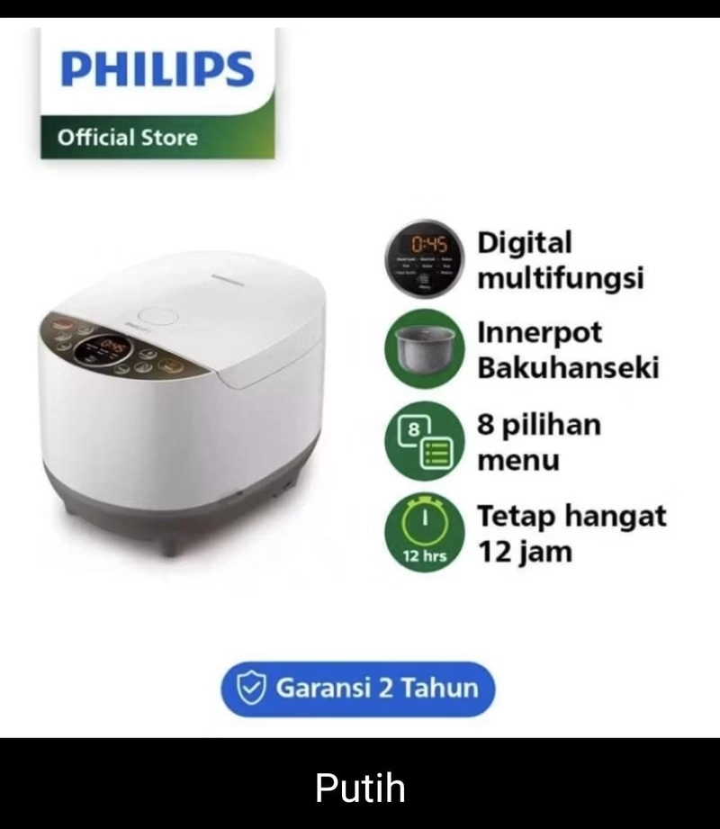 Product image Rizki Electronics - RICE COOKER DIGITAL PHILIPS HD4515 /92 HD4515/33 PUTIH