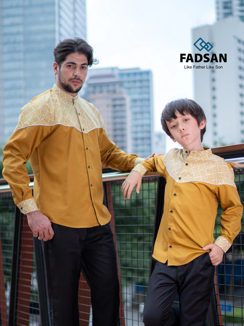 Product image FADSAN - Koko Batik Lengan Panjang Ayah & Anak Warna Mustard - New Emran Series SIZE BAYI NO.1 NEW EMRAN MUSTARD