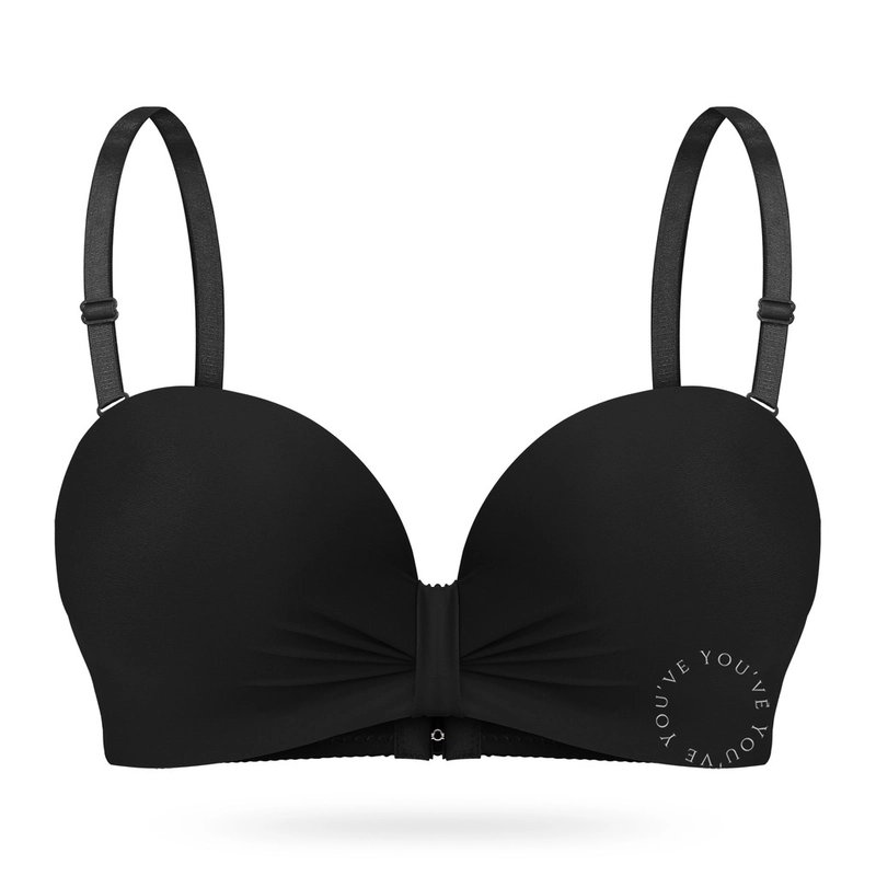 Product image Youhave - BH Bra Seamless Lembut Bra Cup C Busa Sedang Push Up Kawat Kait 3 Bra Tali Bisa Dilepas 100231 36 BLACK