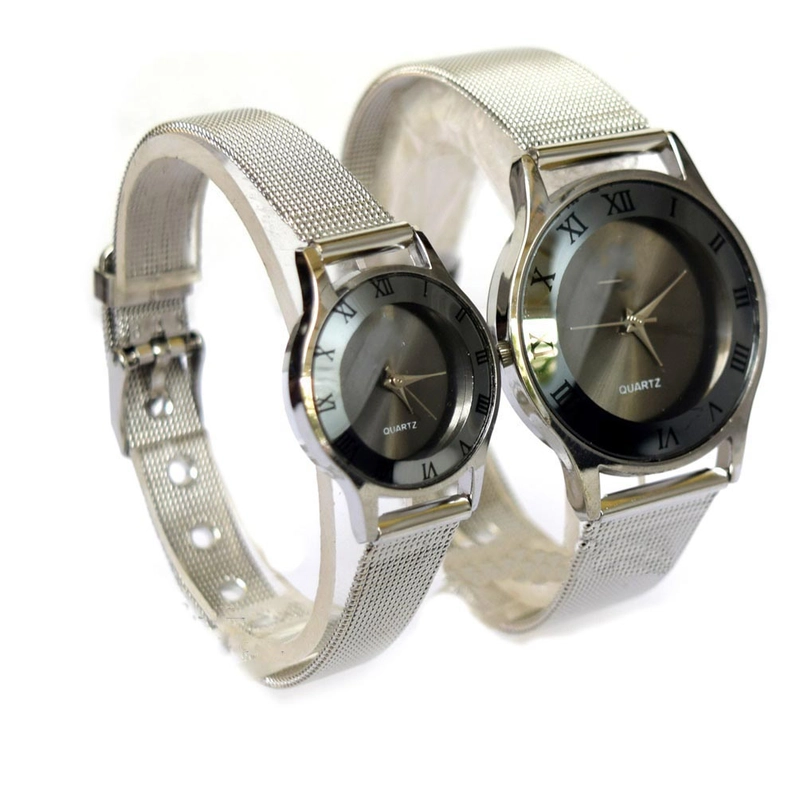 Product image Lanc Fashion - jam Round Stainless Crome Couple Pasangan Dapat 2 jam WARNA HITAM