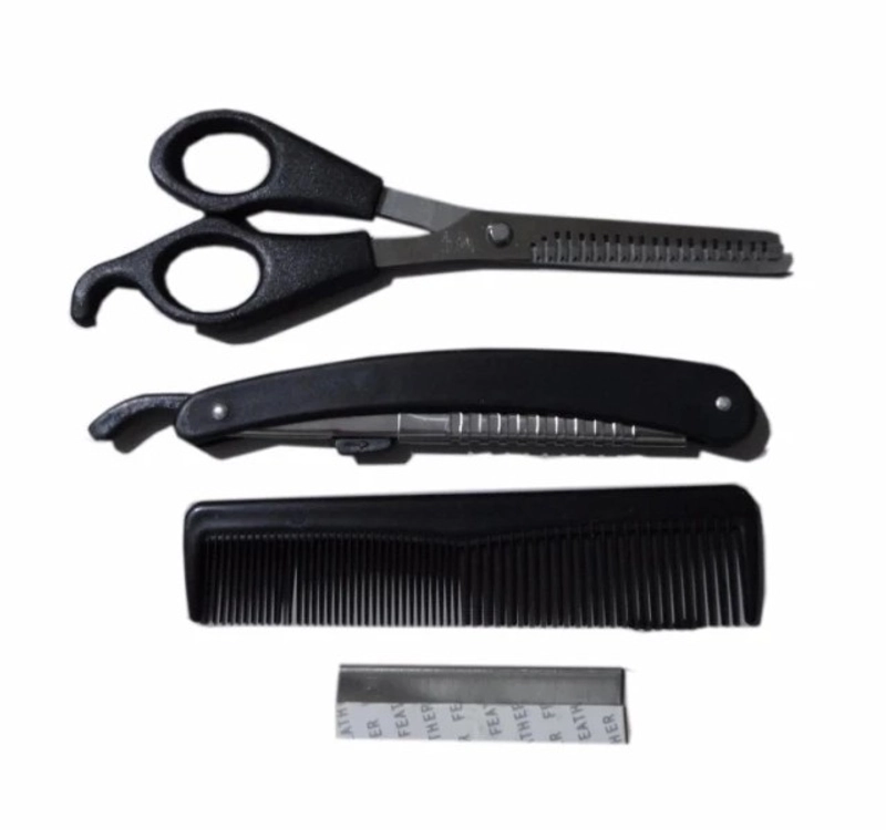 Product image V Lights - Paket Hemat - Gunting Sasak Pencukur Sisir Rambut Set 4 Pcs A89 HITAM