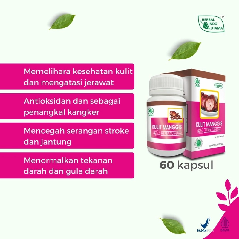 Product image Herbal Indo Utama - Kapsul Kulit Manggis Rahasia Kulit Cantik Sehat Mengatasi Jerawat Dari Dalam 60 Kapsul Kapsul Serbuk