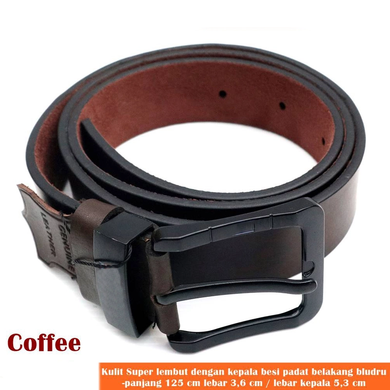 Product image Lanc Fashion - Ikat pinggang Pria Belt Suede Kulit Stain Black Soft Doof WARNA COFFEE