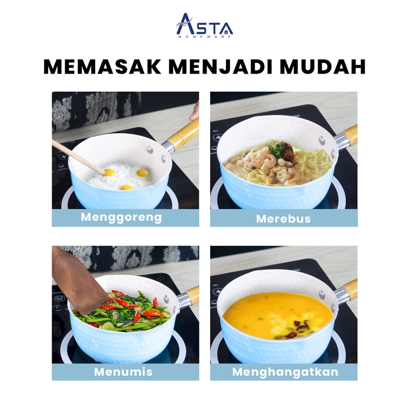 Product image Asta Panci Mpasi Bayi Sauce Pan Anti Lengket Tutup Kaca Ambrosia 16 cm Warna Biru