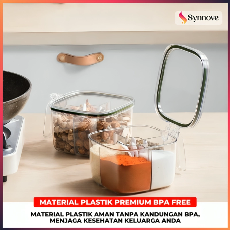 Product image Tempat Bumbu Dapur Set 4 In 1 Aesthetic Free Sendok Toples Bumbu Dapur Wadah Bumbu Dapur Kotak Bumbu Tempat Bumbu Dapur Hijau