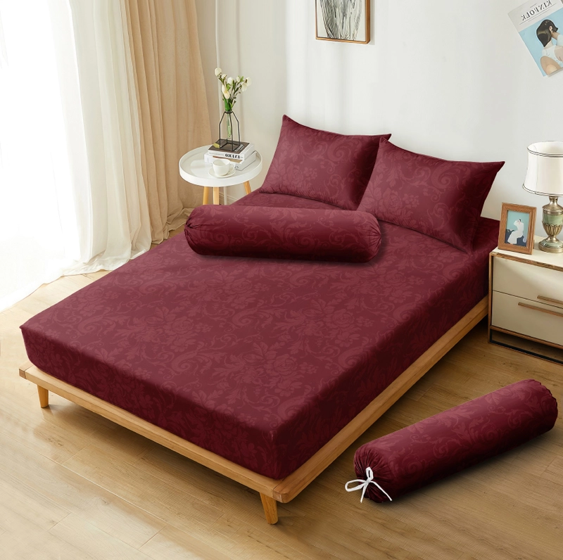 Product image LADY ROSE OFFICIAL - Aloha Max x Ayu Ting Ting Sprei Emboss Maroon 180x200x25 King Bantal 4