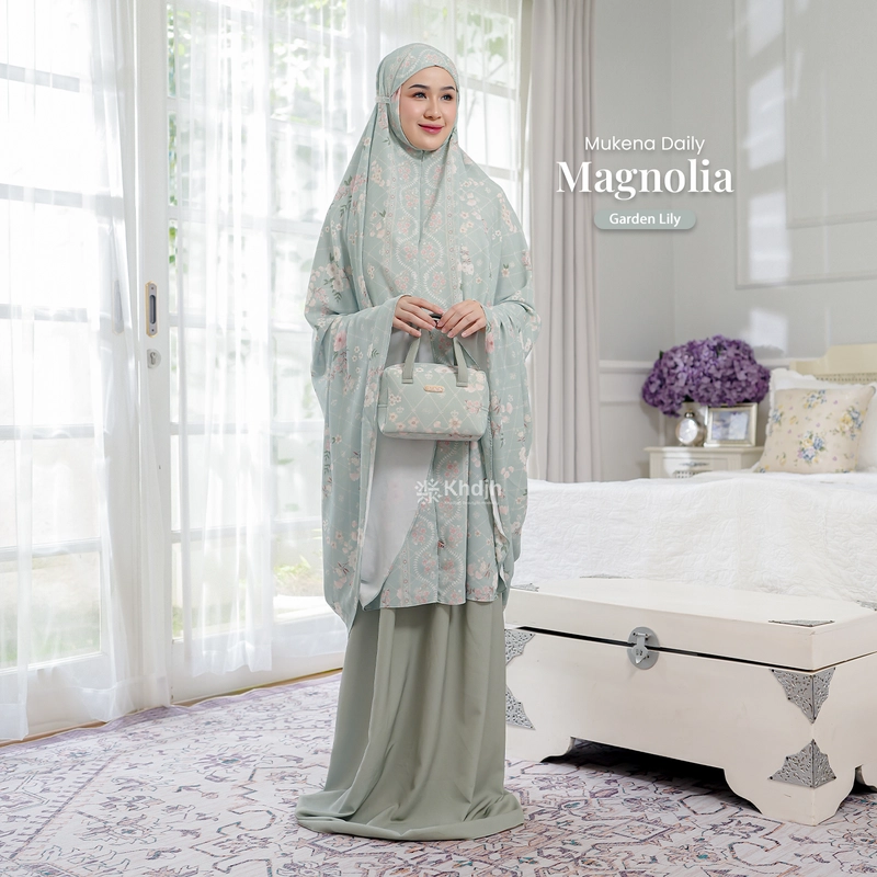 Product image KhadijahLabel - KhadijahLabel Mukena Daily Dewasa Jumbo Premium 2 in 1 Motif Terbaru Magnolia Jumbo Garden Lily