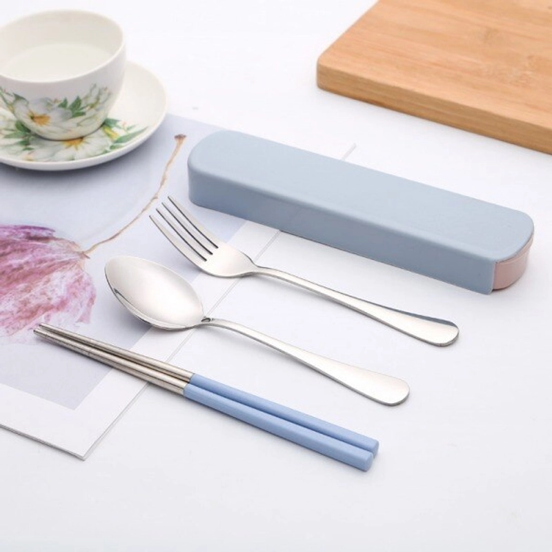 Product image RUMAH RAYA - (PO) Set Sendok Garpu Sumpit Western Style Stainless Steel - NP304 3 Pcs Blue
