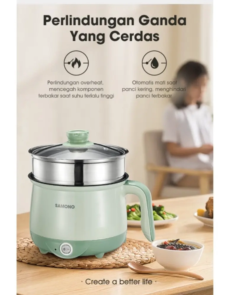 Product image UTAMAMEGA - Samono SW-DG01P Panci Listrik Serbaguna Low Watt Type SW-DG01P