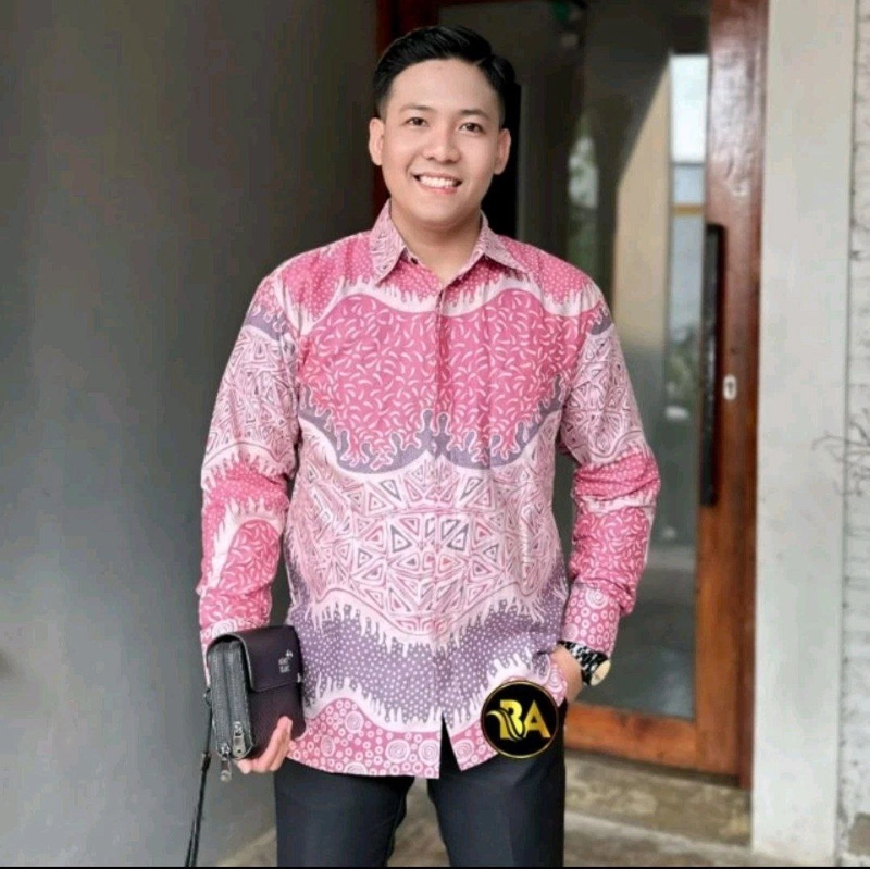 Product image Batik Alfin - Baju atasan muslim couple kemejan dan tunik motif mega pink model kekinian terbaru M Kemejan-pink