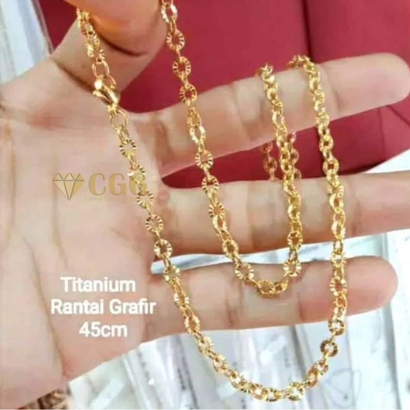Product image CENTRAL GROSIR GEMSTONE - Kalung Wanita Titanium Model Nori 45cm Kuning