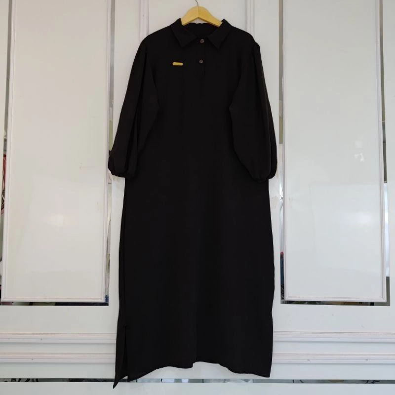 Product image Alifa Shop - Gamis Syari/Gamis Crinkle/Gamis Kondangan/Gamis Pesta/Gamis Kerah/Gamis Pribad 01 All Size Hitam