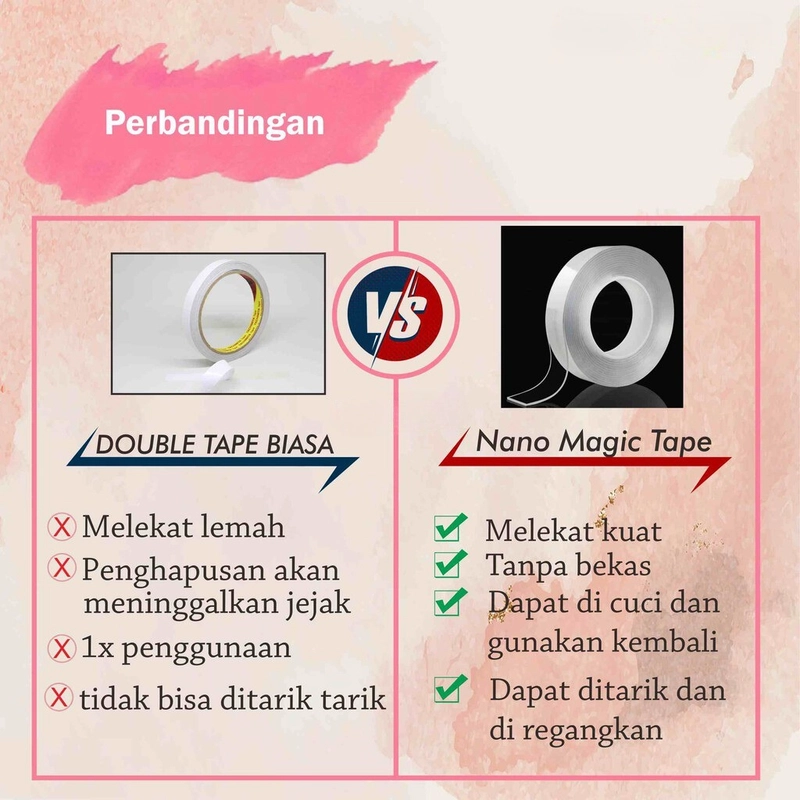 Product image KAMJE Double Tape Isolasi Solasi Selotip Solatip Bening 2 Sisi 1M 3M 5M Super Kuat KMJ005 KMJ005 1 METER