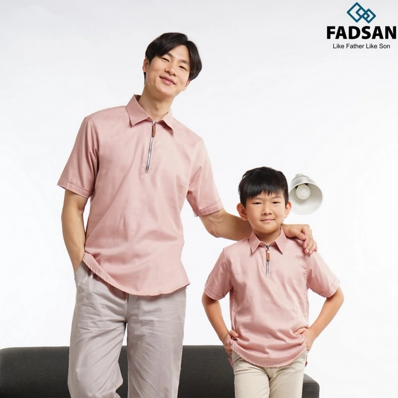 Product image FADSAN - Baju Bergaya Casual Polos Ayah dan Anak Warna Dusty Pink - Khan Series SIZE ANAK XS KHAN DUSTY PINK