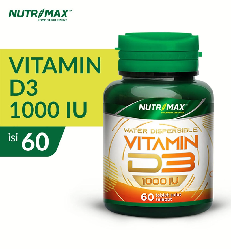 Product image Nutrimax - Nutrimax Vitamin Vit D3 1000 IU Kesehatan Tulang Gigi Imunitas Osteoporosis Autoimun Isi 60 Tablet