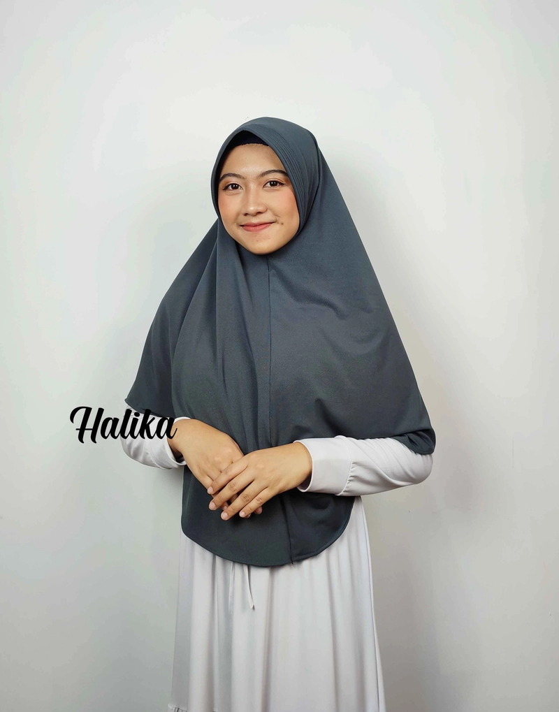 Product image Halika - Kerudung Bergo Jumbo Nyaman Jumbo Abu Tua