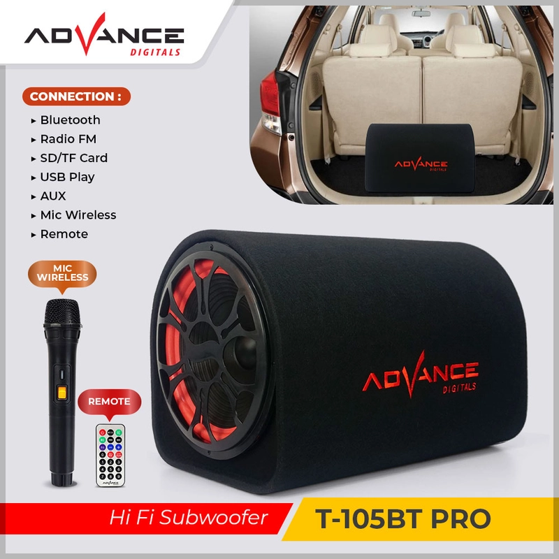 Product image Advance Digitals Indonesia - Speaker Tabung T-105 BT PRO / T105BT PRO Speaker Bluetooth Free 1 Microphone Subwoofer 12inch - Default