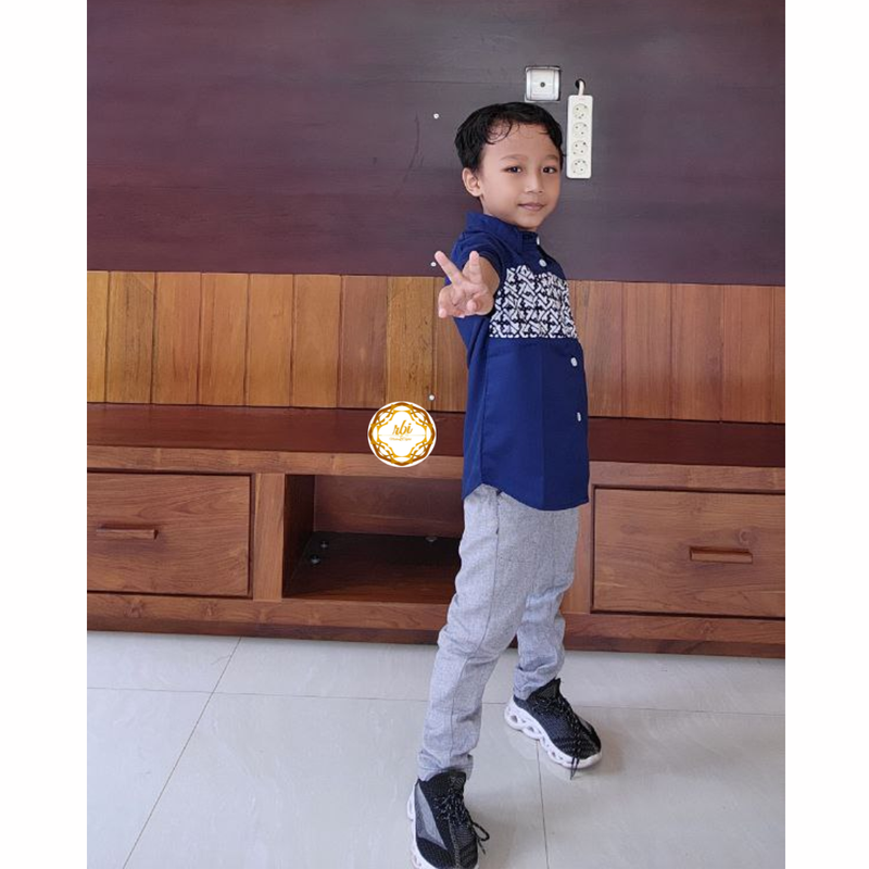 Product image Rambe Batik Indonesia - Batik Couple Set Keluarga Ayuma Navy Premium Bisa Beli Pisah Hem Anak M Navy