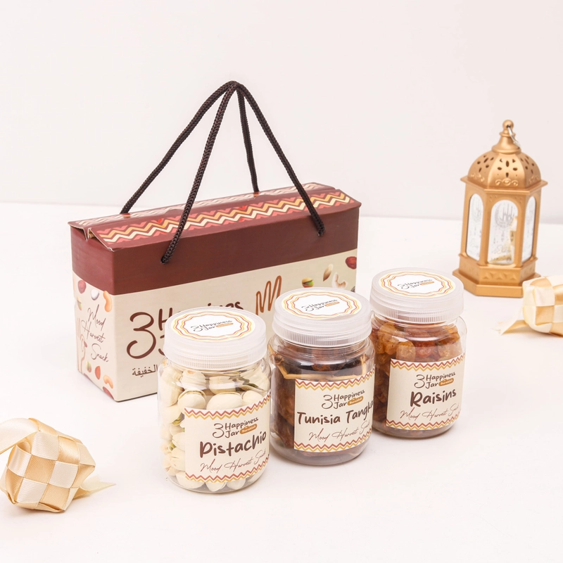 Product image Aliya - Hampers Lebaran Idul Fitri Premium Happiness In Jar Free Hangtag Kacang Kurma Coklat Kismis Paket E Isi 3 Produk