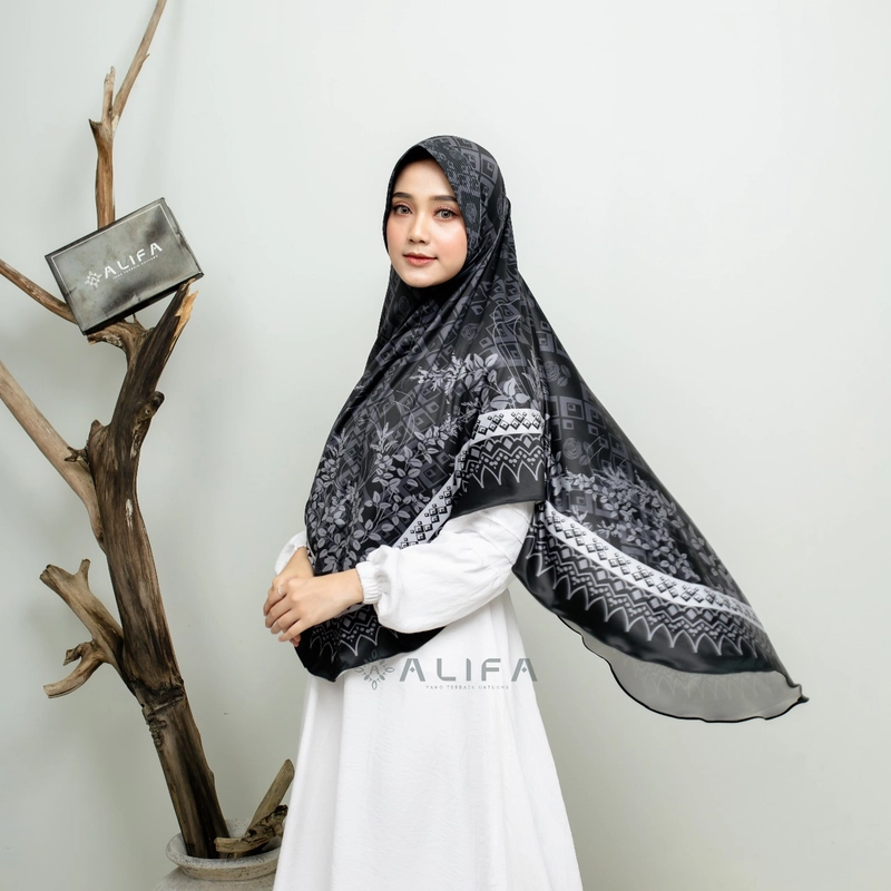 Product image Alhasani Official Store - Hijab Instan Jumbo Sublim Motif Salwa Pet Hijab Instan Syari Bergo Syari Bergo Terbaru 2025 Jumbo Hitam